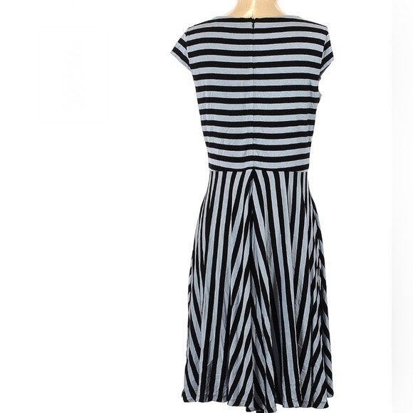 Ann Taylor Loft black and light blue striped flowy dress size XS NWOT - Picture 2 of 6